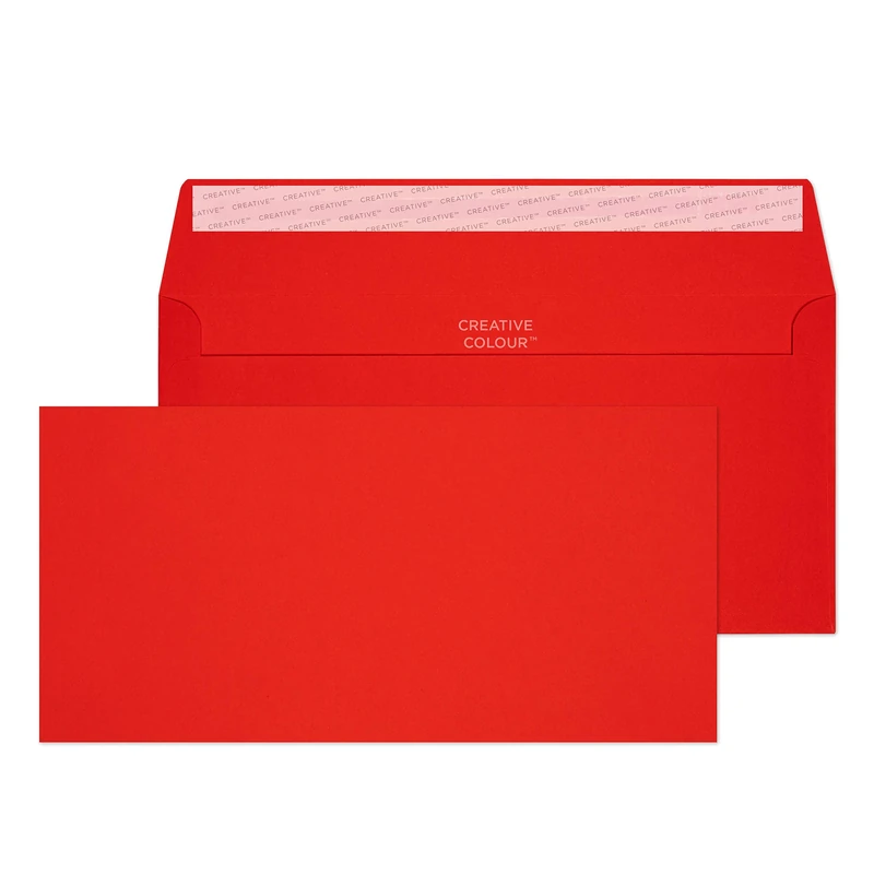 Blake Creative Colour DL+ 114 x 229 mm 120 gsm Peel & Seal Wallet Envelopes (206) Pillar Box Red - Pack of 500
