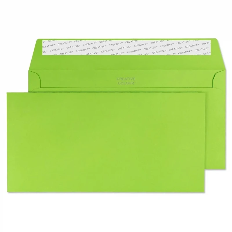 Blake Creative Colour DL+ 114 x 229 mm 120 gsm Peel & Seal Wallet Envelopes (207) Lime Green - Pack of 500