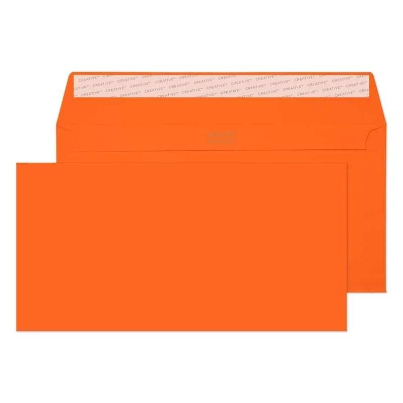 Blake Creative Colour DL+ 114 x 229 mm 120 gsm Peel & Seal Wallet Envelopes (205) Pumpkin Orange - Pack of 500