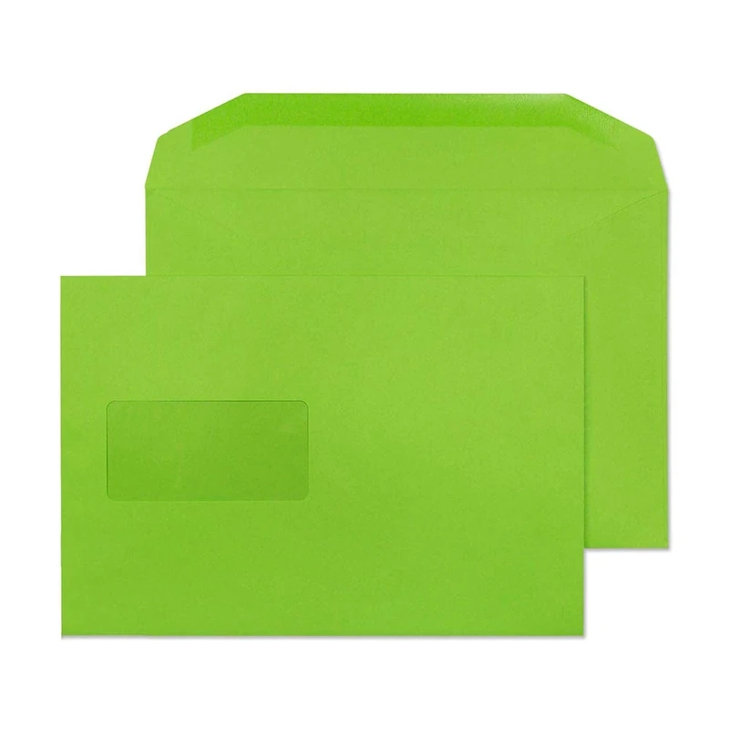 Blake Creative Colour C5+ 162 x 235 mm 120 gsm Mailer Gummed Window Envelopes (807MW) Lime Green - Pack of 500