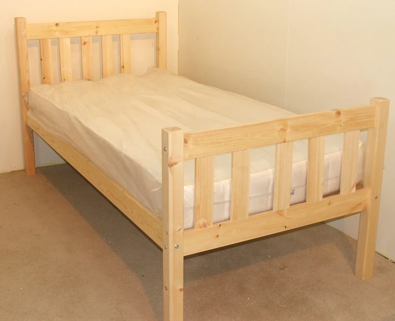 STRICTLY BEDS&BUNKSAthens Short Pine Bed Frame with Sprung Mattress (20 cm), 3ft x 5ft 8 Single
