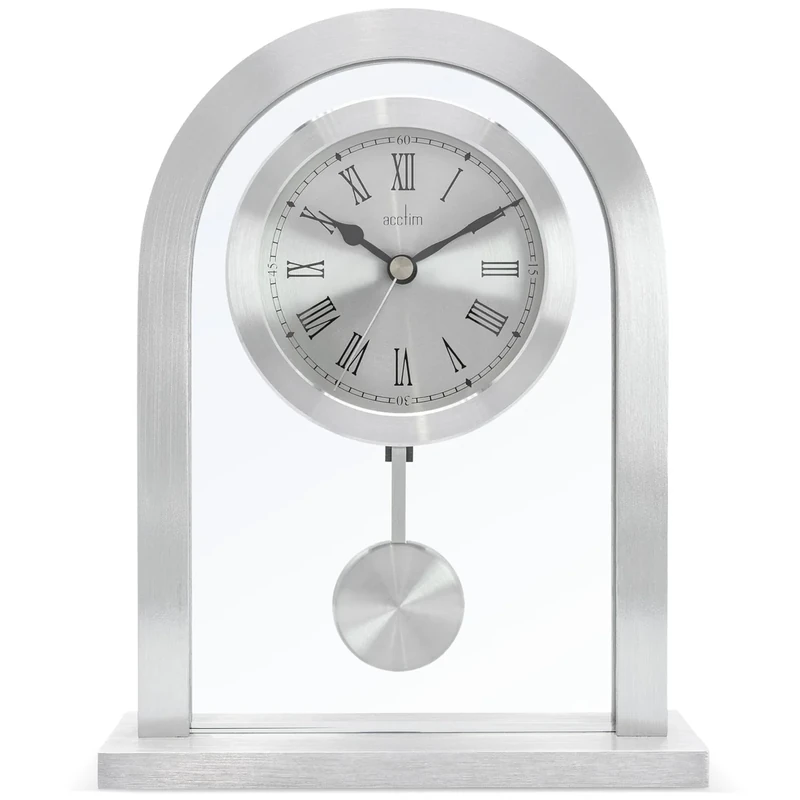 Acctim 36757 Bathgate Glass Pendulum Mantel Clock, Silver