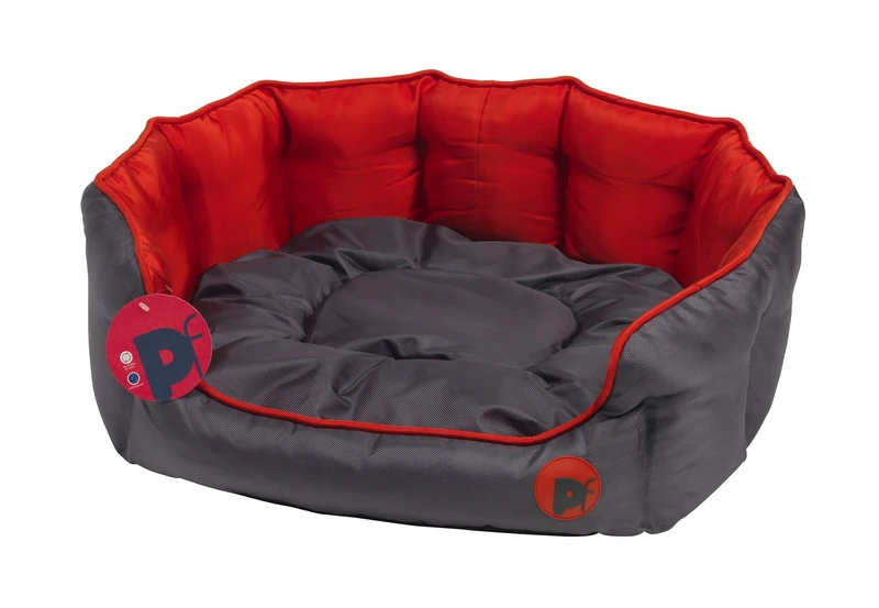 Petface Luxury Oval Oxford Dog Bed with Removeable Cushion, Machine Washable, Red, Extra Large (Pack of 1)