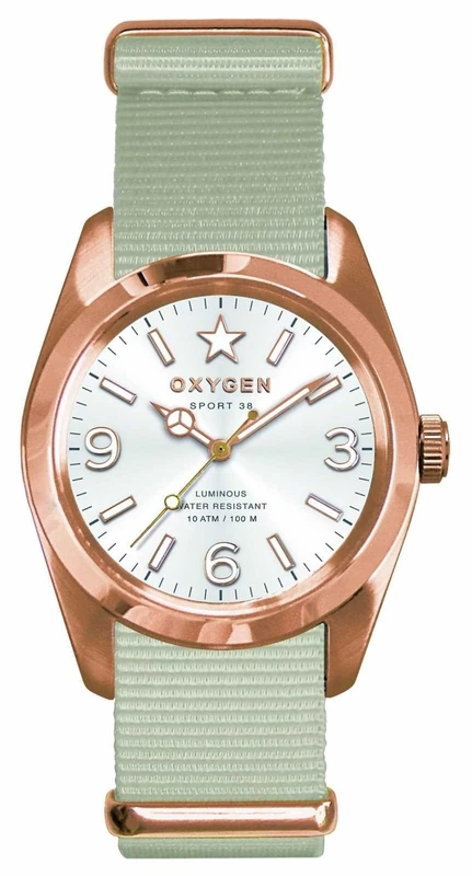 Oxygen Nugget 38 Unisex Quartz Watch with White Dial Analogue Display and White Nylon Strap - Image 1