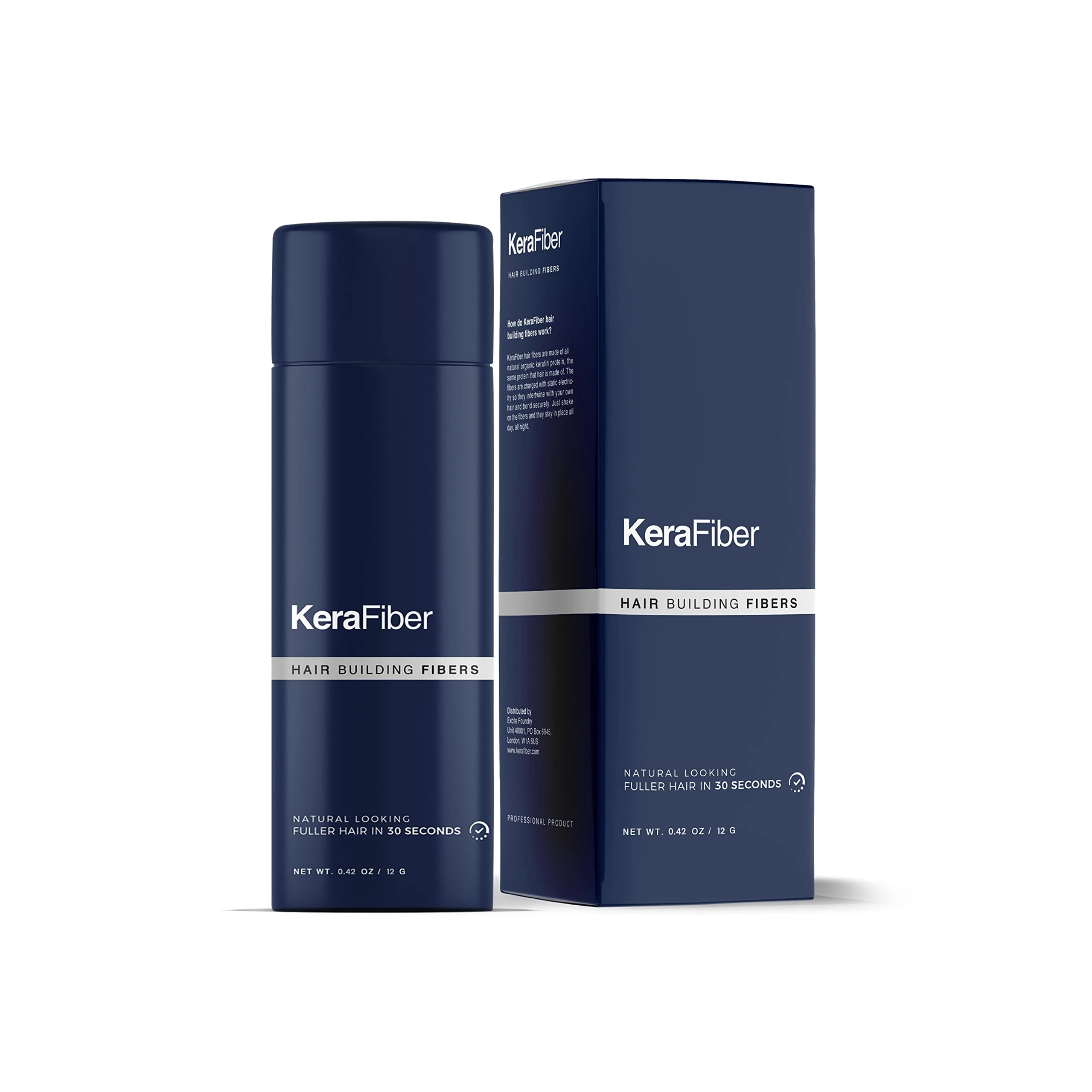 Hair Fibres Dark Brown by KeraFiber Professional-Natural Keratin Hair Building Fibres for Men and Women, Full Head of Hair in 30 Seconds