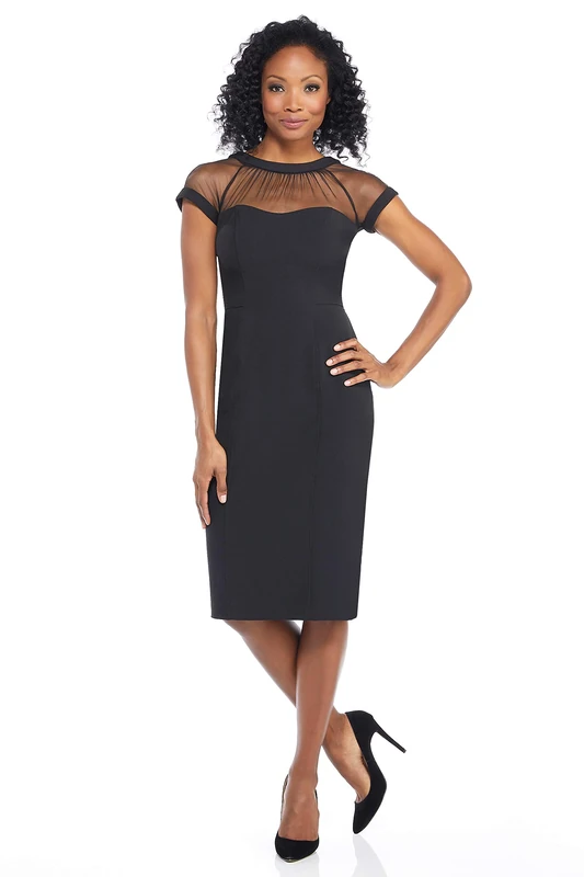 Maggy London Women's Cap-Sleeve Crepe Dress, Black, 8