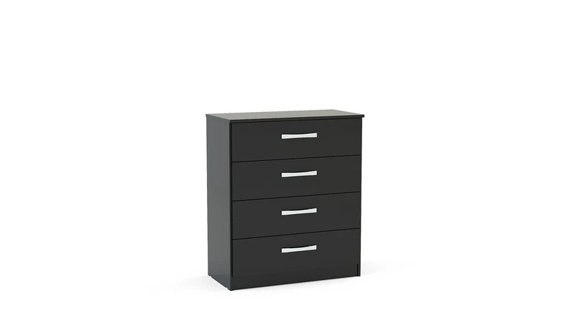 Birlea Lynx 4-Drawer Chest - High-Gloss, Black