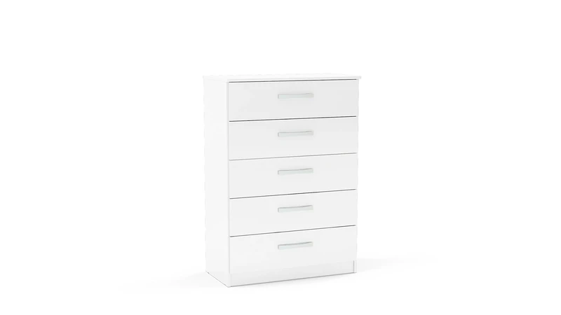 Birlea Lynx 5-Drawer Chest - High Gloss, White