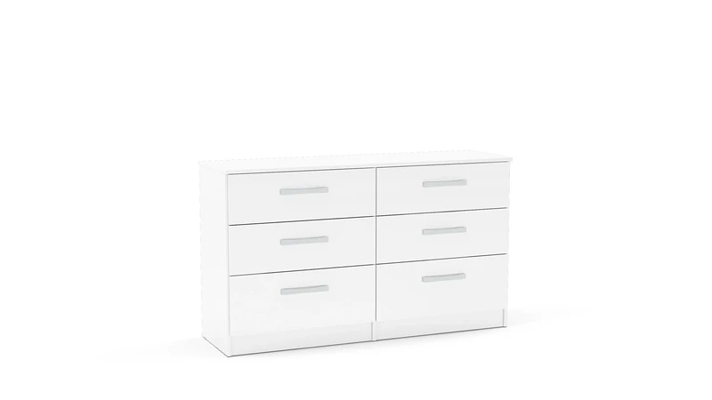 Birlea Lynx 6-Drawer Chest - High Gloss, White