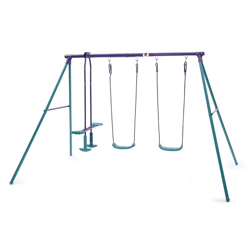 Plum Jupiter Metal Garden Double Swing & Glider Set, Purple & Teal