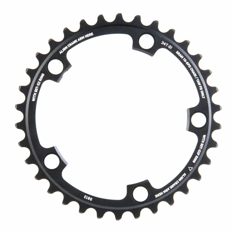 Sram Road Chainring Road 39T 5 Bolt 130 mm BCD Red X-Glide Yaw 3 mm Blast Black (53-39), 11.6218.000.001