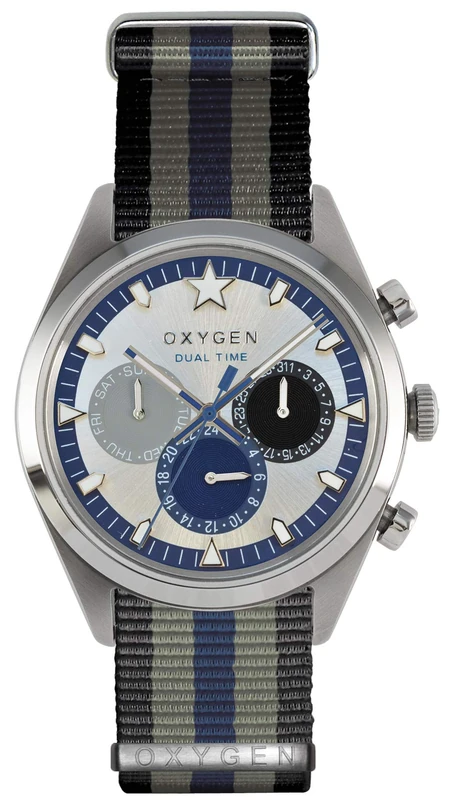 Oxygen Pacific 40 Unisex Quartz Watch with Silver Dial Analogue Display and Multicolour Nylon Strap