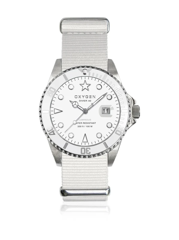 Oxygen White Bear 40 Unisex Quartz Watch with White Dial Analogue Display and White Nylon Strap EX-D-WHI-40-WH