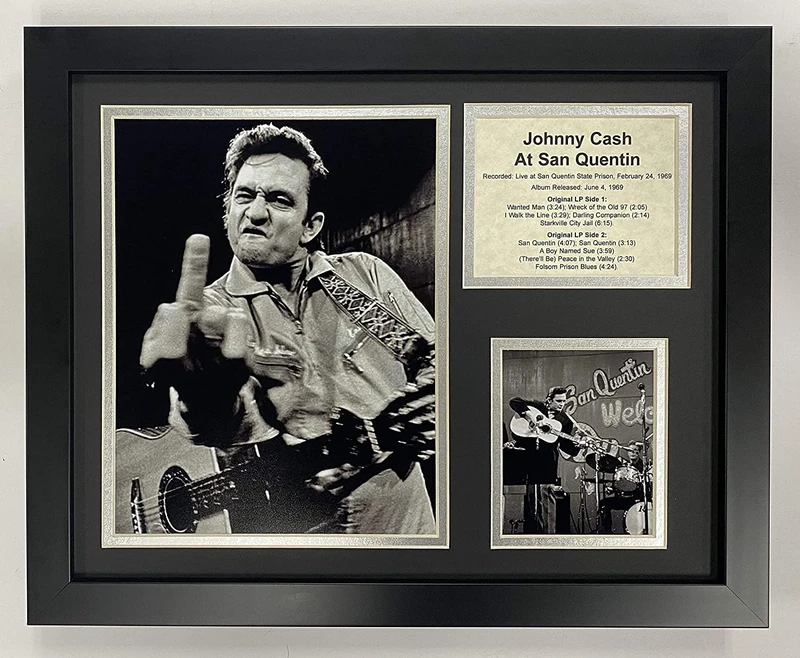 Legends Never Die Johnny Cash at San Quentin Collectible | Framed Photo Collage Wall Art Decor - 12"x15"