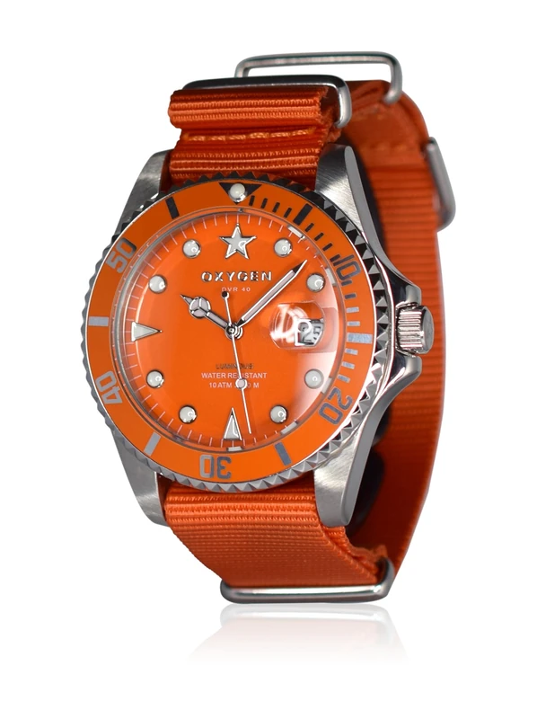 Oxygen Sea Star 40 Unisex Quartz Watch with Orange Dial Analogue Display and Orange Nylon Strap EX-D-SEA-40-OR
