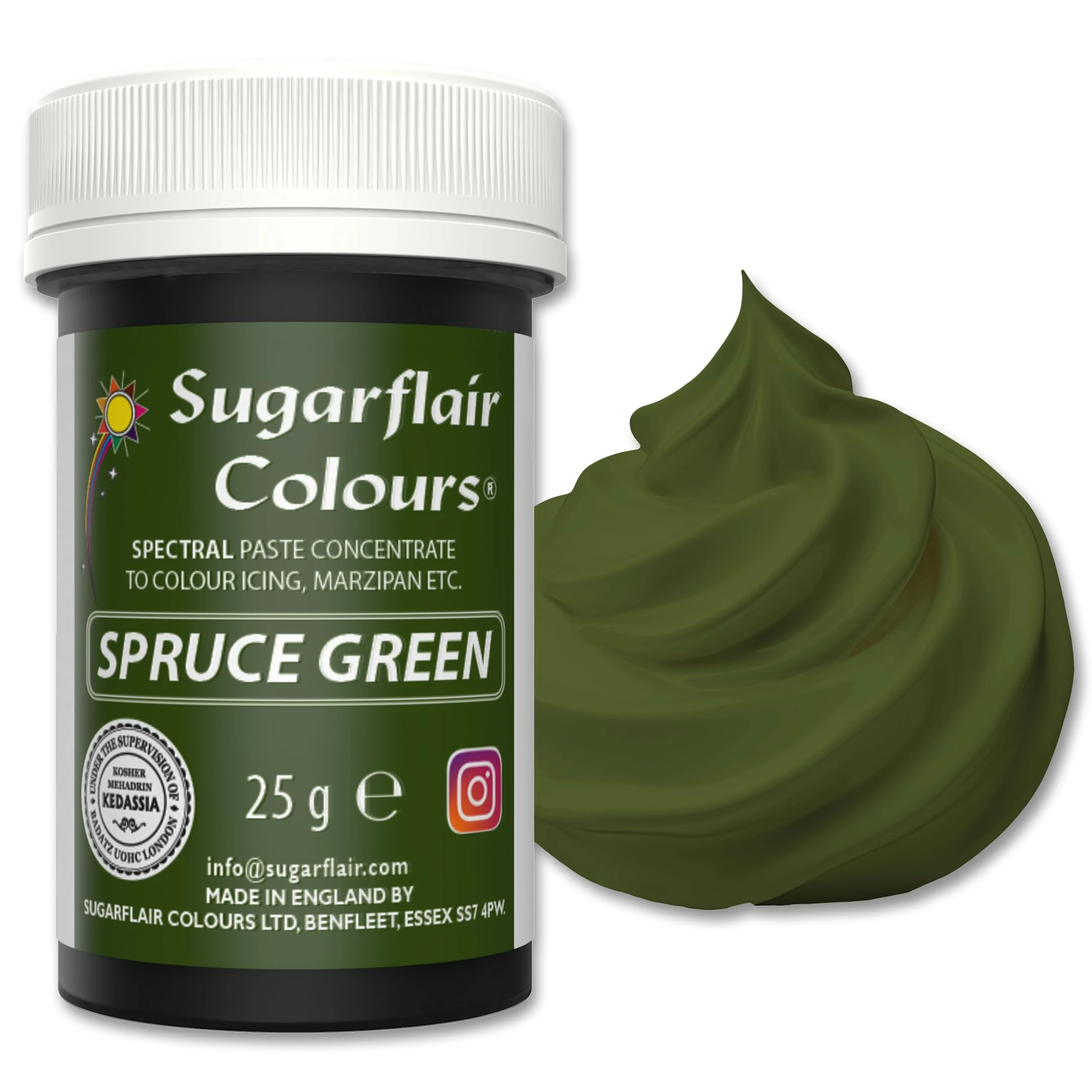 Sugarflair Food Colouring Paste Spruce Green, Concentrated Spectral Food Colouring for Buttercream, Sugar Paste, Royal Icing, Cake Mixes, Macarons and More! - 25g
