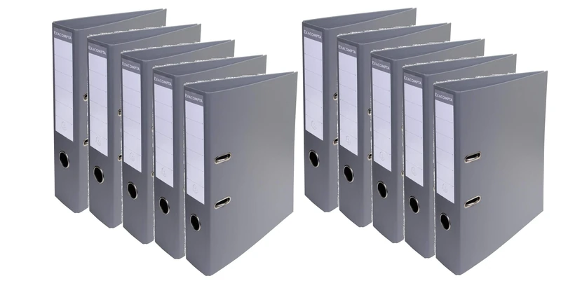 Exacompta - Ref. 53754E - Box of 10 Prem'Touch A4 lever arch files - Spine 70 mm - Mechanical 75 mm - External dimensions: 32 x 29 x 7 cm - Format to file A4 - Colour: Dark gray
