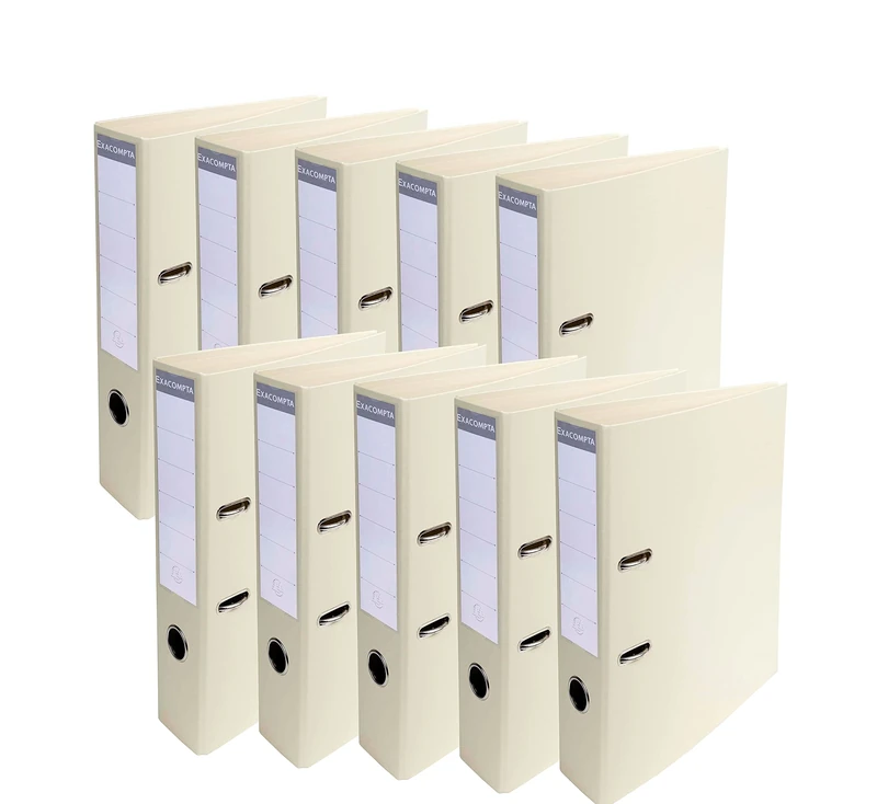 Exacompta - Ref. 53750E - Box of 10 A4 Prem'Touch lever arch files - Spine 70 mm - Mechanical 75 mm - External dimensions: 32 x 29 x 7 cm - Format to file A4 - Colour: Mastic