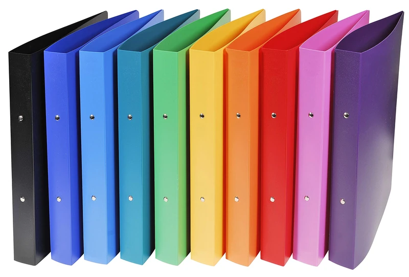 Exacompta - Ref 54699E - Opaque PP Semi-Rigid Cover Ring Binder - Suitable for Storing A4+ Documents, Polypropyelene, 2 Rings, 40mm Spine - Assorted Colours (Pack of 20)