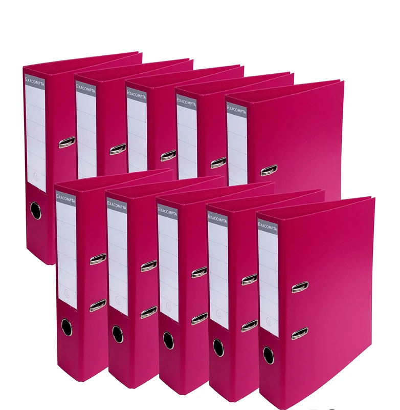 Exacompta - Ref. 53759E - Box of 10 Prem'Touch A4 lever arch files - Spine 70 mm - Mechanical 75 mm - External dimensions: 32 x 29 x 7 cm - Format to file A4 - Colour: Raspberry