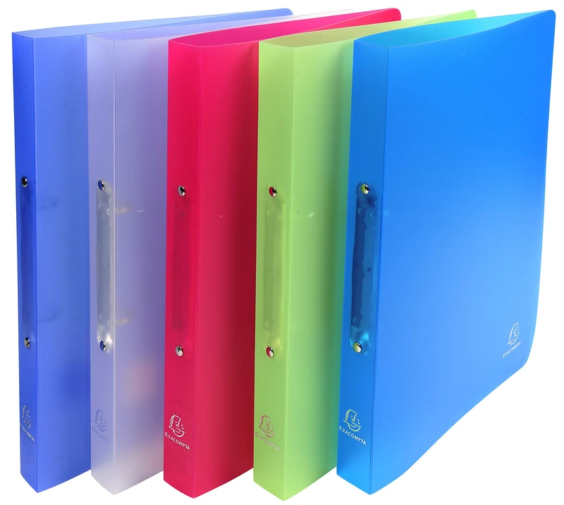 Exacompta - Ref 54469E - Chromaline PP Semi Rigid Ring Binders - 320 x 268mm in Size, Suitable for A4+ Documents, 2 Rings, Translucent PP Material, 30mm spine- Assorted Colours (Pack of 20) - Image 1
