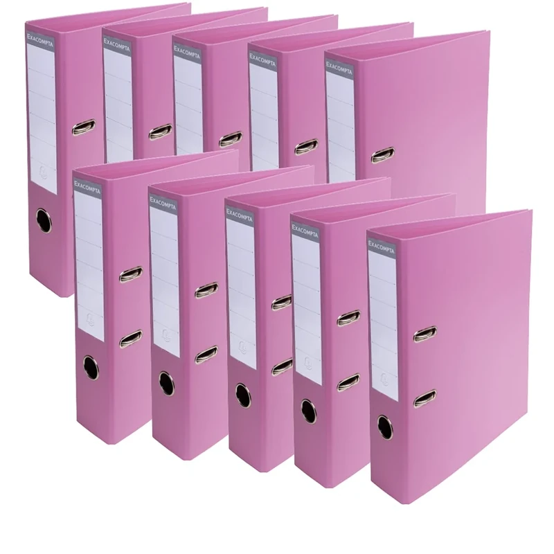 Exacompta - Ref. 53755E - Box of 10 A4 Prem'Touch lever arch files - Spine 70 mm - Mechanical 75 mm - External dimensions: 32 x 29 x 7 cm - Format to file A4 - Colour: Pink