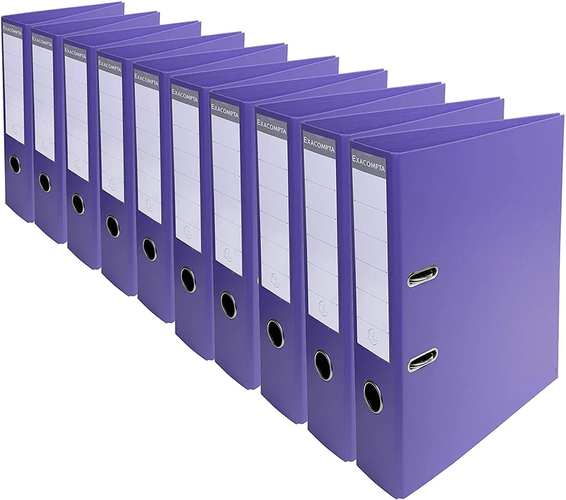 Exacompta - Ref. 53757E - Box of 10 A4 Prem'Touch lever arch files - Spine 70 mm - Mechanical 75 mm - External dimensions: 32 x 29 x 7 cm - Format to file A4 - Colour: Violine