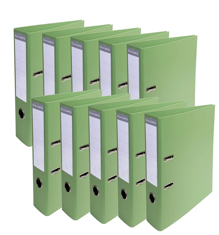 Exacompta - Ref. 53756E - Box of 10 Prem'Touch A4 lever arch files - Spine 70 mm - Mechanical 75 mm - External dimensions: 32 x 29 x 7 cm - A4 file format - Colour: Anise green