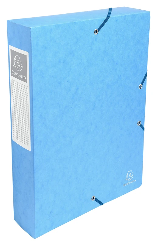 Exacompta - Ref. 50606E - 8 Exabox filing boxes with rubber bands - in 600g/m2 glossy card - Spine 6 cm - dimensions 25 x 33 cm - for A4 documents - turquoise color - delivered assembled
