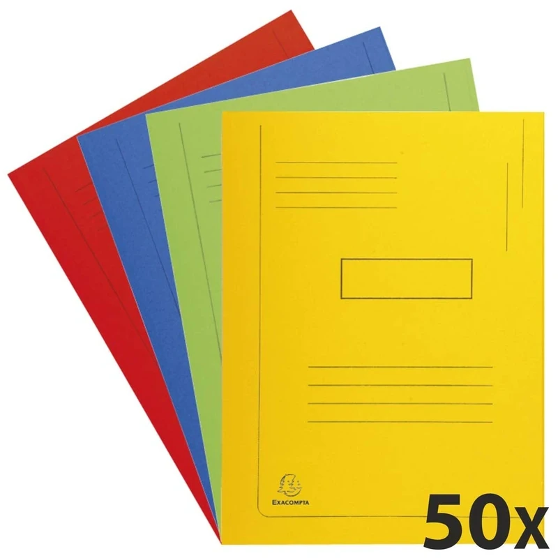 Exacompta - Ref 445000E - Forever Collection - 2-Flap Folder - 24 x 32cm in Size, Suitable for A4 Documents, Made from 290gsm Recycled Board, 2 Flaps to Secure Documents - Assorted Colours (Pack of 50)