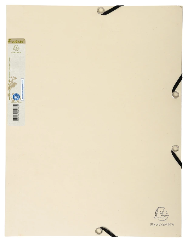 Exacompta - Ref 56986SE - Recycled Folder with 3 flaps Recycled card two-tone 380gsm - Forever Collection - - A4 - Sand exterior / Chocolate interior, Pack 25