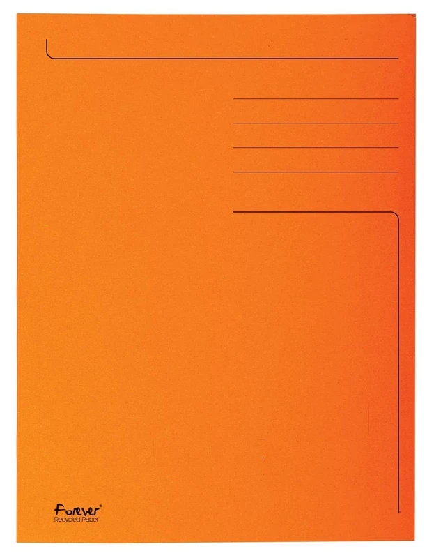 Exacompta - Ref. 449009E - Pack of 50 rigid folders printed with 3 Forever® flaps 280 g/m² - 100% recycled and Blue Angel certified - dimensions 24.5 x 35 cm for folio format - orange colour