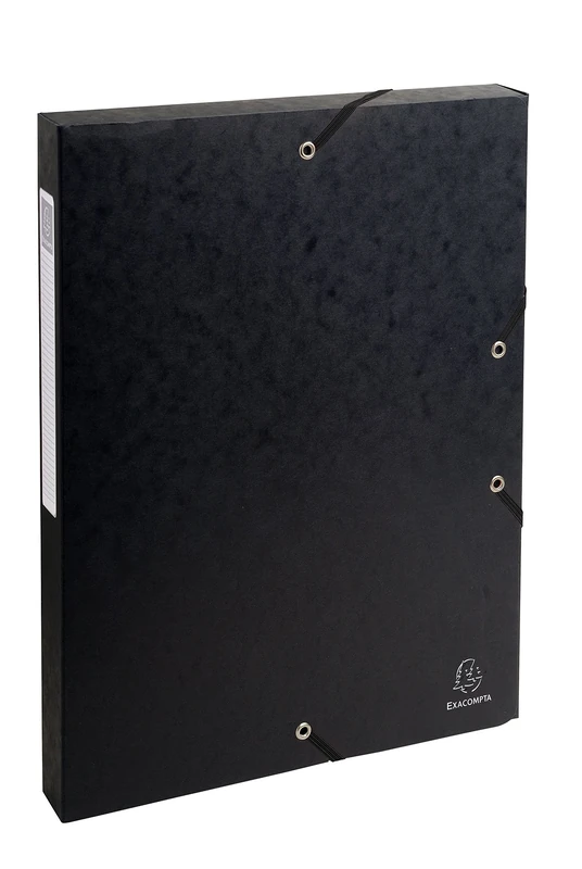 Exacompta - Ref. 50301E - 8 Exabox filing boxes with rubber bands - in 600g/m2 glossy card - Spine 2.5 cm - dimensions 25 x 33 cm - for A4 documents - black color - delivered assembled
