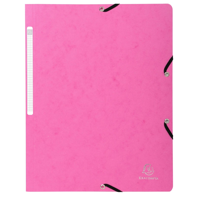 Exacompta - Ref 5560E - Elasticated Folders Without Flaps - 240 x 320mm in Size, Suitable for Holding A4 Documents, 400gsm Mottled Pressboard - Fuchsia (Pack of 25)