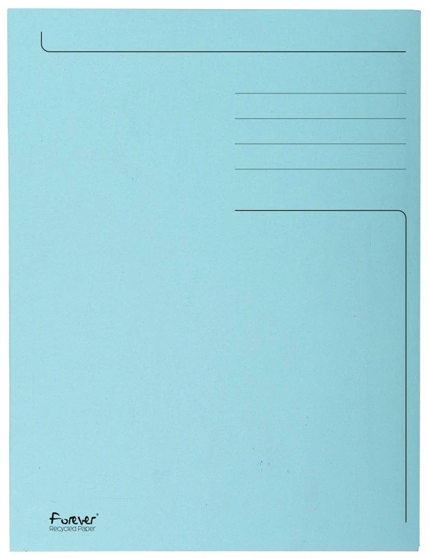 Exacompta - Ref. 448006E - Pack of 50 rigid folders printed with 3 Forever® flaps 280 g/m² - 100% recycled and Blue Angel certified - dimensions 24 x 32 cm for A4 format - light blue color