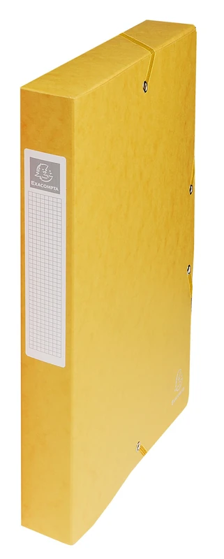 Exacompta - Ref. 50409E - 8 Exabox filing boxes with rubber bands - in 600g/m2 glossy card - Spine 4 cm - dimensions 25 x 33 cm - for A4 documents - yellow color - delivered assembled