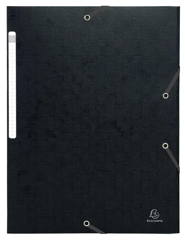 Exacompta - Ref 55951E - Scotten Elasticated 3-Flap Folders - Suitable for A4 Documents, 600gsm Embossed Mottled Pressboard, FSC-Certified - Black (Pack of 25)