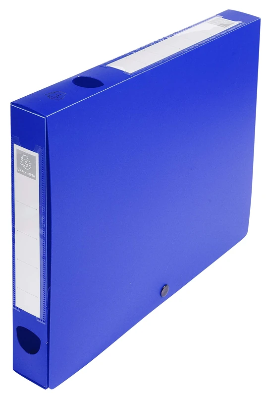 Exacompta - Ref. 54632E - 10 press-fit archive boxes in opaque polypropylene - 40 mm back - label holder on both sides - for A4 format - size 25x33 cm - blue color - delivered flat