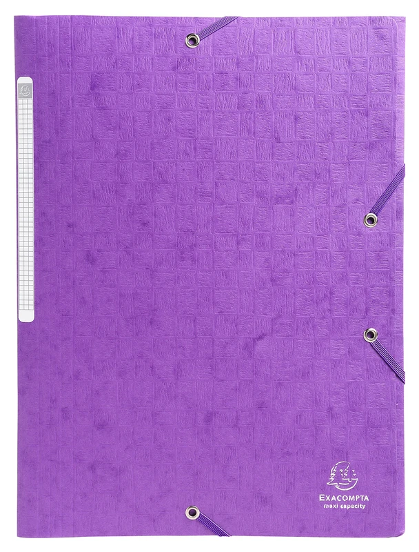 Exacompta - Ref 55957E - Scotten Elasticated 3-Flap Folders - Suitable for A4 Documents, 600gsm Embossed Mottled Pressboard, FSC-Certified - Violet (Pack of 25)