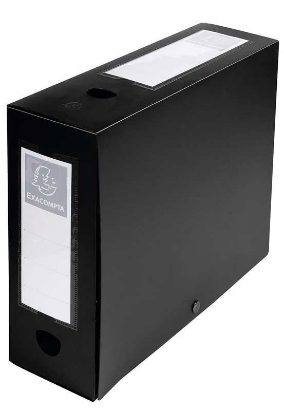 Exacompta - Ref. 59931E - 10 snap-on filing boxes 100mm back opaque 7/10th polypropylene - black