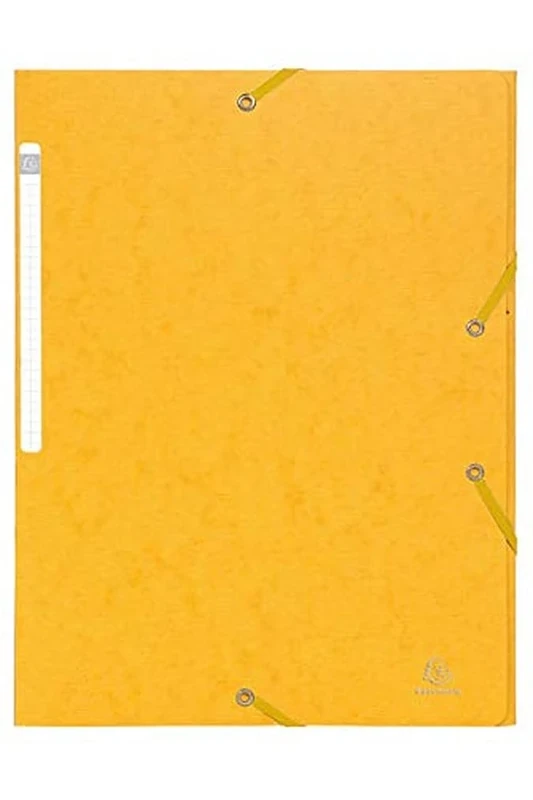 Exacompta - Ref 55959E - Scotten Elasticated 3-Flap Folders - Suitable for A4 Documents, 600gsm Embossed Mottled Pressboard, FSC-Certified - Yellow (Pack of 25)