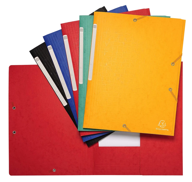 Exacompta - Ref 55950E - Scotten Elasticated 3-Flap Folders - Suitable for A4 Documents, 600gsm Embossed Mottled Pressboard, FSC-Certified - Assorted Colours (Pack of 25)