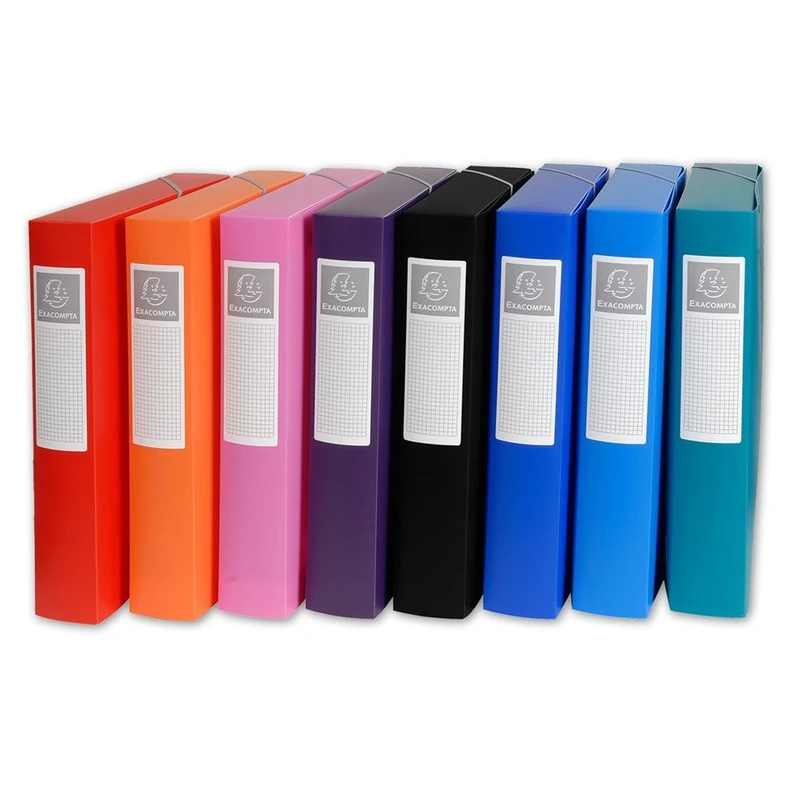 Exacompta - Ref 5980E - PP Opaque Elasticated Filing Box - 240 x 320mm in Size, Suitable for A4 Documents, 60mm Spine, 0.7mm Polypropylene - Assorted Colours (Pack of 8)