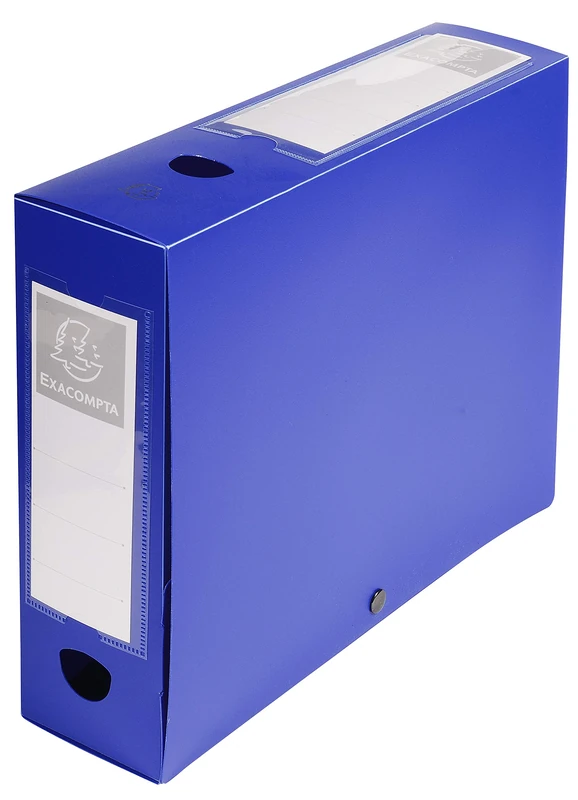 Exacompta - Ref. 59832E - 10 snap-on filing boxes 80mm back opaque 7/10th polypropylene - blue