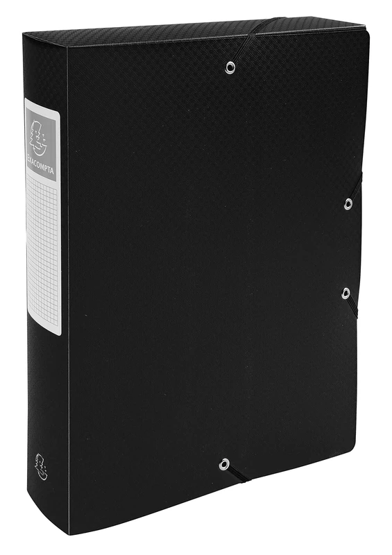 Exacompta - Ref. 59881E - 8 filing boxes with Opak rubber bands - in polypropylene - spine 6 cm - dimensions 25 x 33 cm - for A4 format - black color - delivered assembled