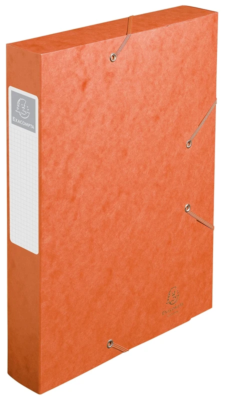 Exacompta - Ref. 16017H - 10 CARTOBOX filing boxes with rubber bands - delivered flat - 6 cm spine - 7/10th glossy card - 600g/m² - dimensions 25x33cm - A4 filing format - orange color