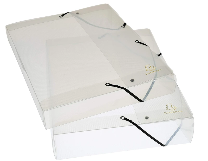 Exacompta - Ref. 5962E - 8 filing boxes with Crystal rubber bands - in polypropylene - spine 2.5 cm - dimensions 25 x 33 cm - for A4 format documents - crystal color - delivered assembled