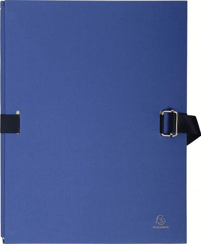Exacompta - Ref. 223229E - Box of 10 expandable spine folders in colored canvas paper 1 flap - strap closure - dimensions 24 x 32 cm - for A4 format documents - dark blue color