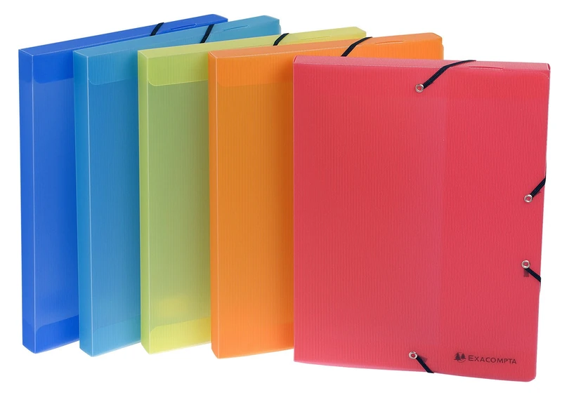 Exacompta - Ref 5967E - Linicolor PP Elasticated Filing Box - 250 x 330mm in Size, Suitable for A4 Documents, 25mm Spine - Assorted Colours (Pack of 17) - Image 1