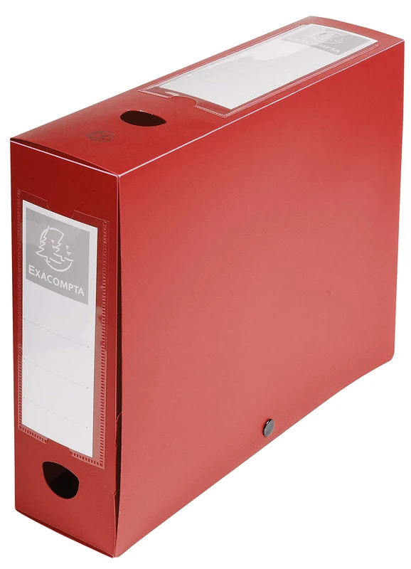 Exacompta - Ref. 59835E - 10 Snap-back filing boxes 80mm 7/10th opaque polypropylene - red
